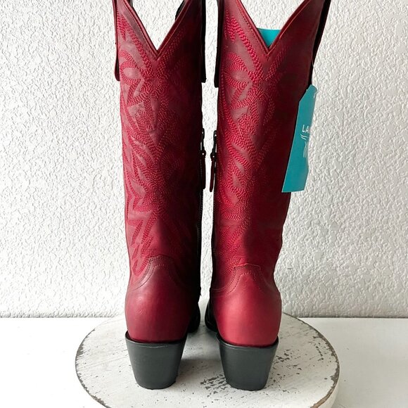 Lane SMOKESHOW Smoldering Ruby Red Cowboy Boots Western Tall Snip Toe Womens 8 - Picture 3 of 12